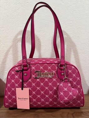 JUICY COUTURE Pink DENIM JC Monogram Bag with Bag charm